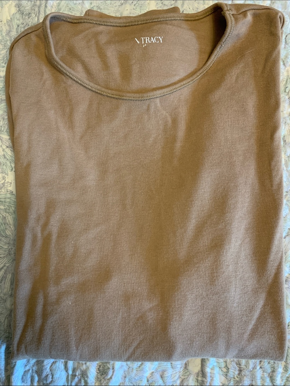 Ellen Tracy Chocolate Brown Long Sleeve Crewneck Top